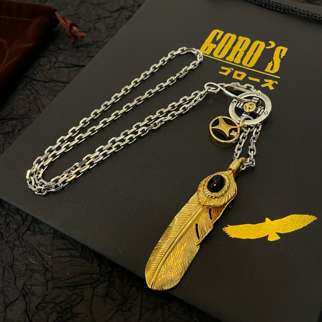 批    【新品上架】Goro’s高桥吾郎金色羽毛吊坠，高桥经典项链，顶级版本，认准独家拍摄，主攻高端市