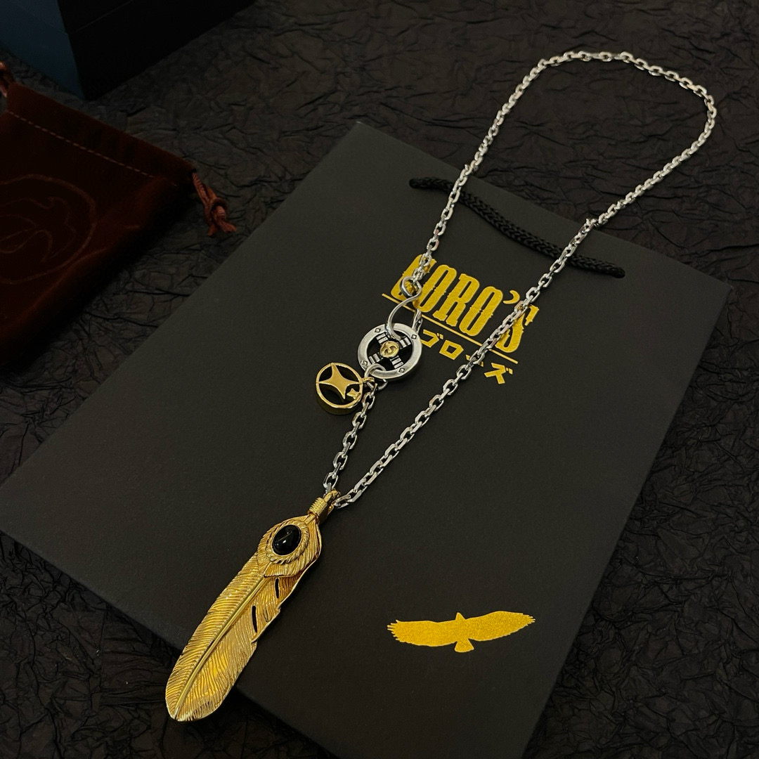 批    【新品上架】Goro’s高桥吾郎金色羽毛吊坠，高桥经典项链，顶级版本，认准独家拍摄，主攻高端市