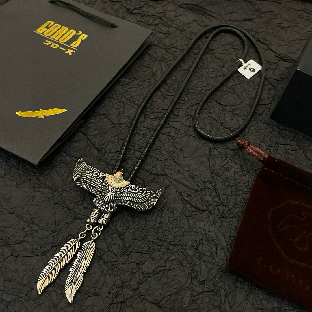 批  【新品上架】Goro’s高桥吾郎老鹰羽毛吊坠，高桥经典皮绳项链，顶级版本，认准独家拍摄，主攻高端市