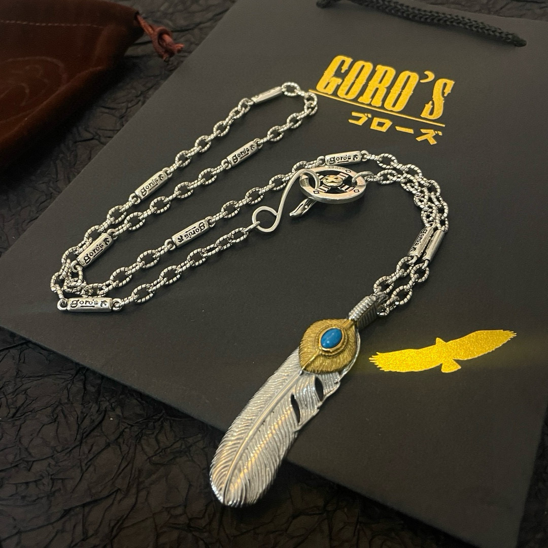   【新品上架】Goro’s高桥吾郎松石羽毛吊坠，高桥经典项链，顶级版本，认准独家拍摄，主攻高端市场 ，
