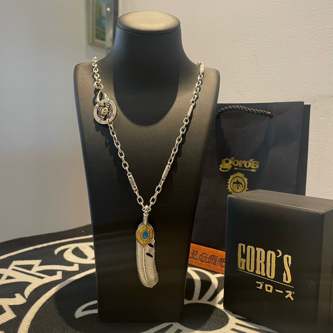   【新品上架】Goro’s高桥吾郎松石羽毛吊坠，高桥经典项链，顶级版本，认准独家拍摄，主攻高端市场 ，