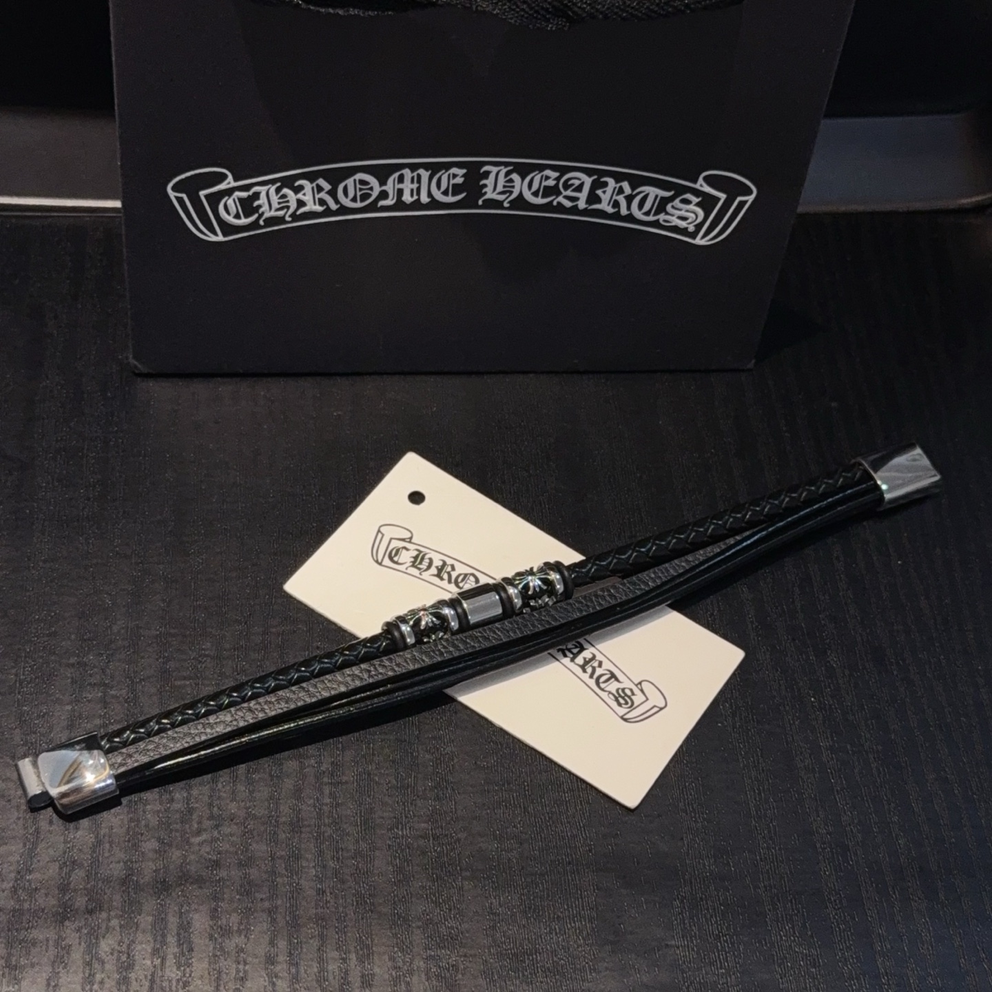  新款【专柜品质】Chrome Hearts克罗心皮绳手镯手绳，凹凸造型不同的花纹设计风格呈现出与众不同