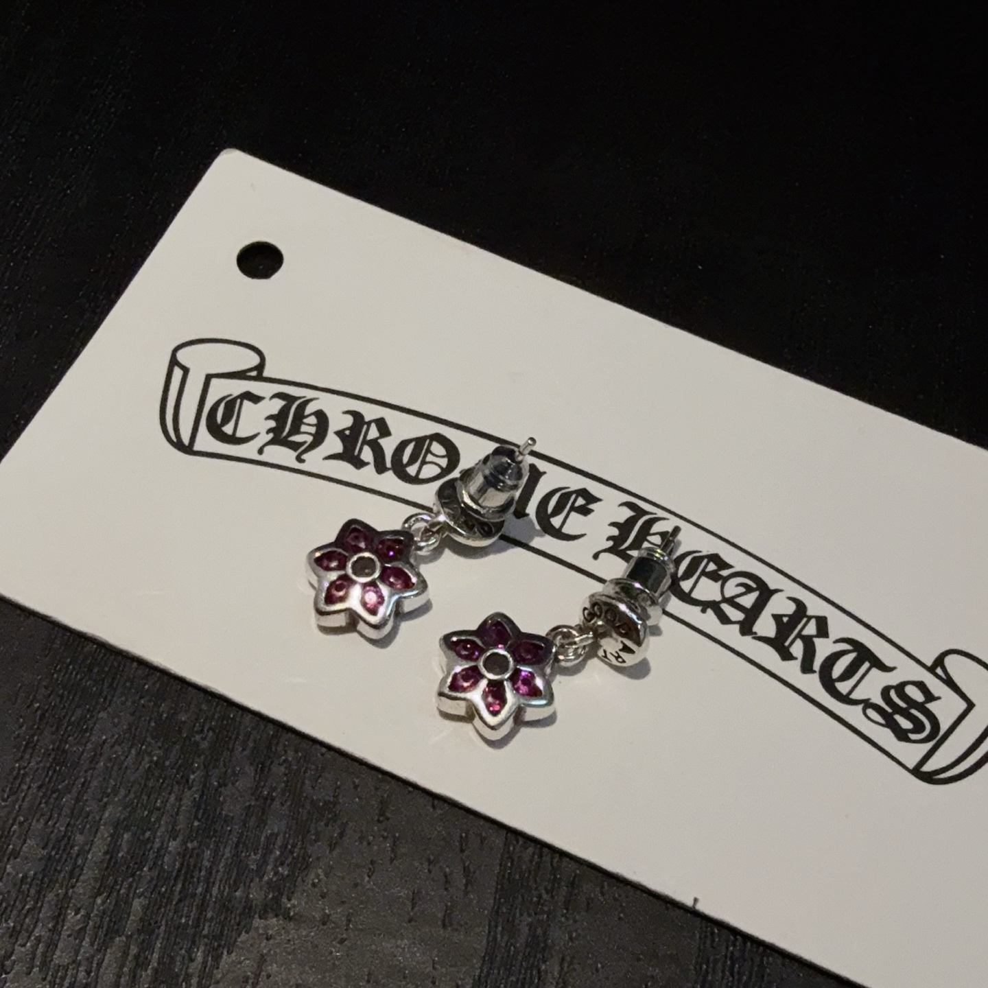  新款  【专柜品质】Chrome Hearts ❤️  克罗心粉钻耳钉   进口电镀工艺 精工  ～正
