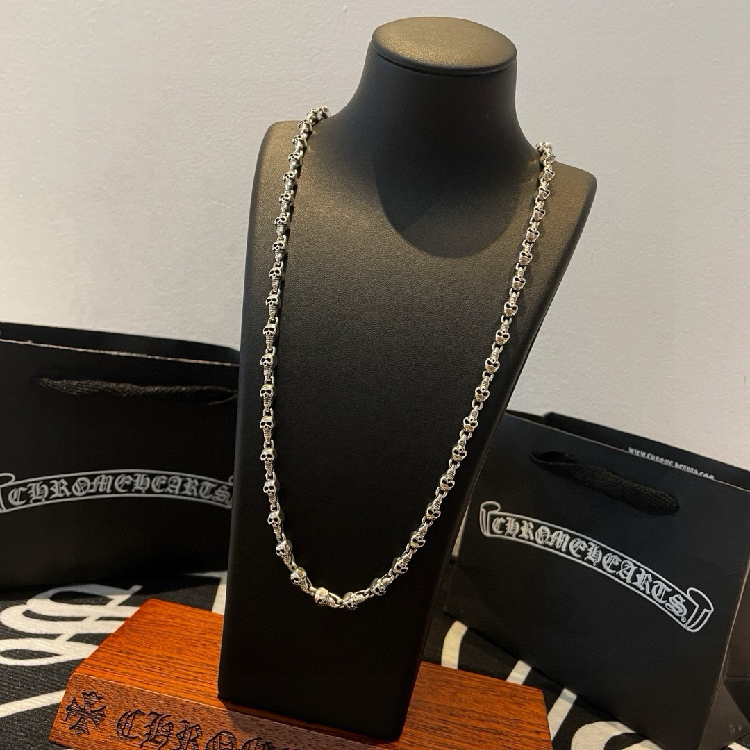  新款【专柜品质】Chrome Hearts克罗心 经典复古骷髅头项链 凹凸造型不同的花纹设计风格 呈现