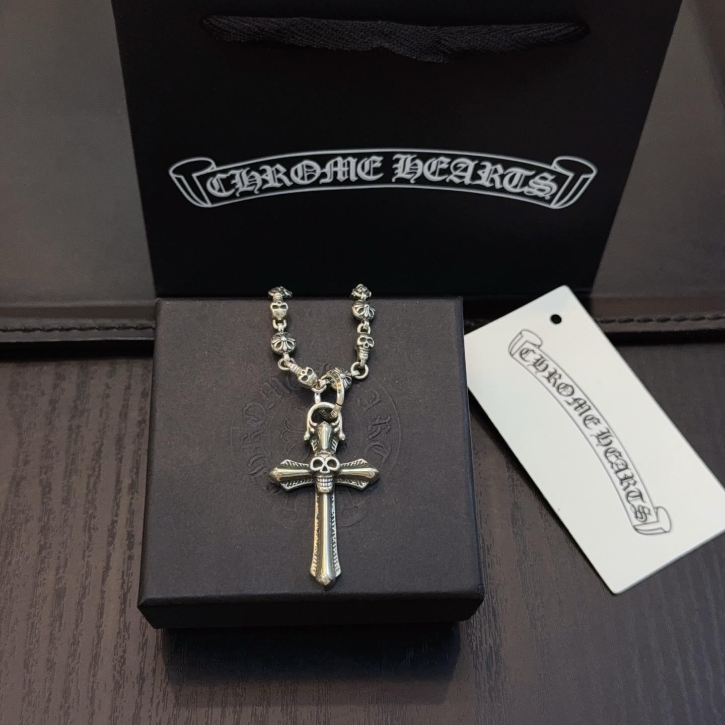   新款【专柜品质】Chrome Hearts克罗心骷髅头十字花球项链 骷髅头十字架吊坠，凹凸造型不同的