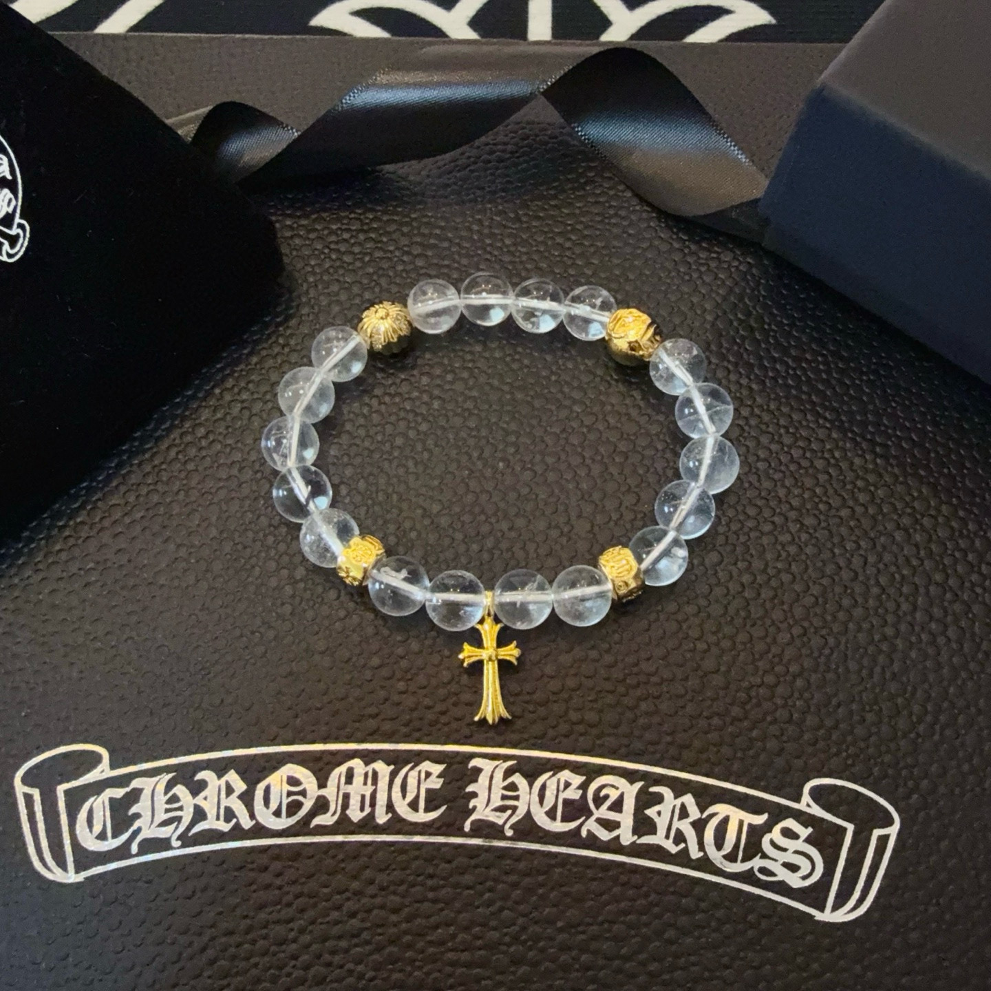  新款【专柜品质】Chrome Hearts克罗心 经典复古多元素白水晶手串手链 ，快手/ins/小红书