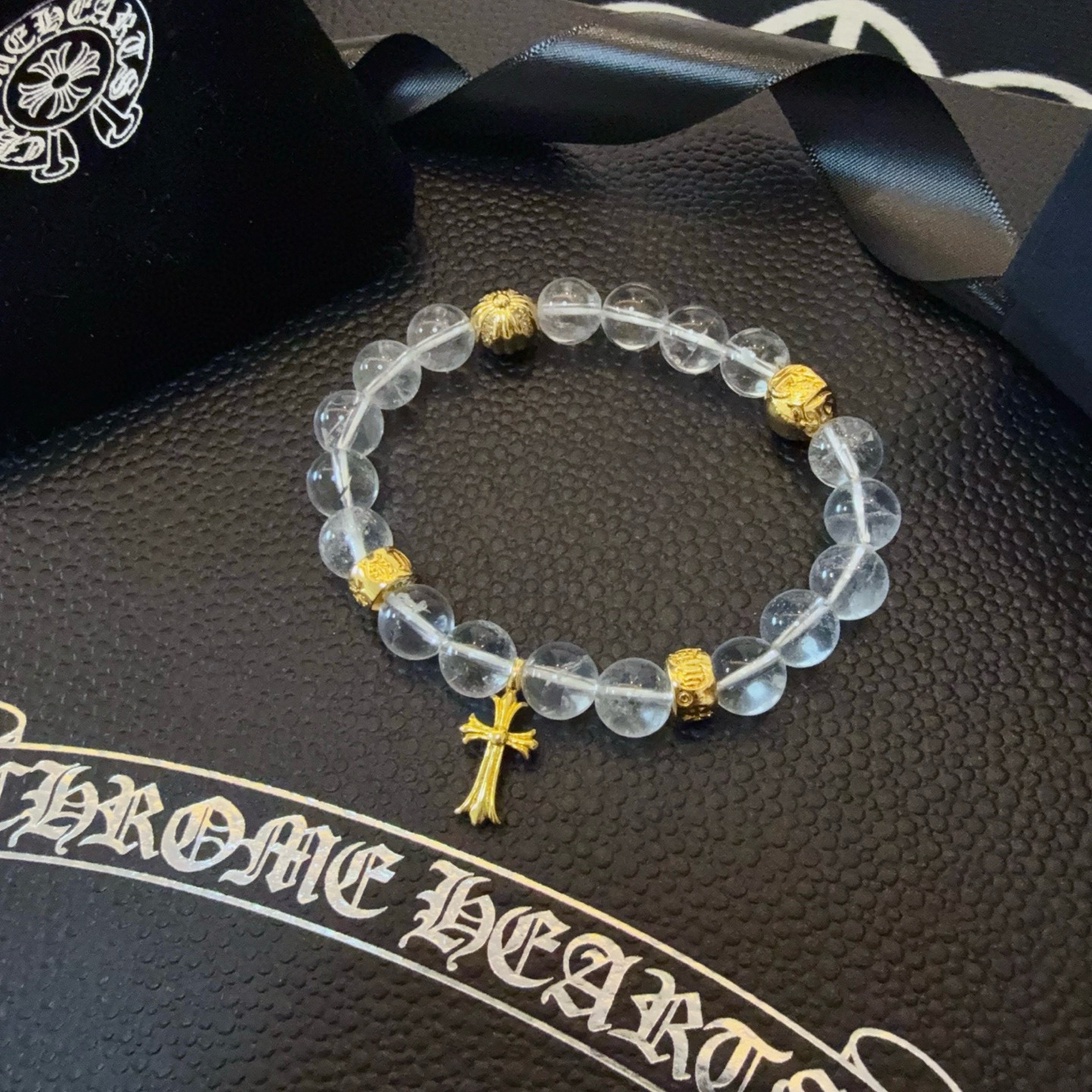  新款【专柜品质】Chrome Hearts克罗心 经典复古多元素白水晶手串手链 ，快手/ins/小红书