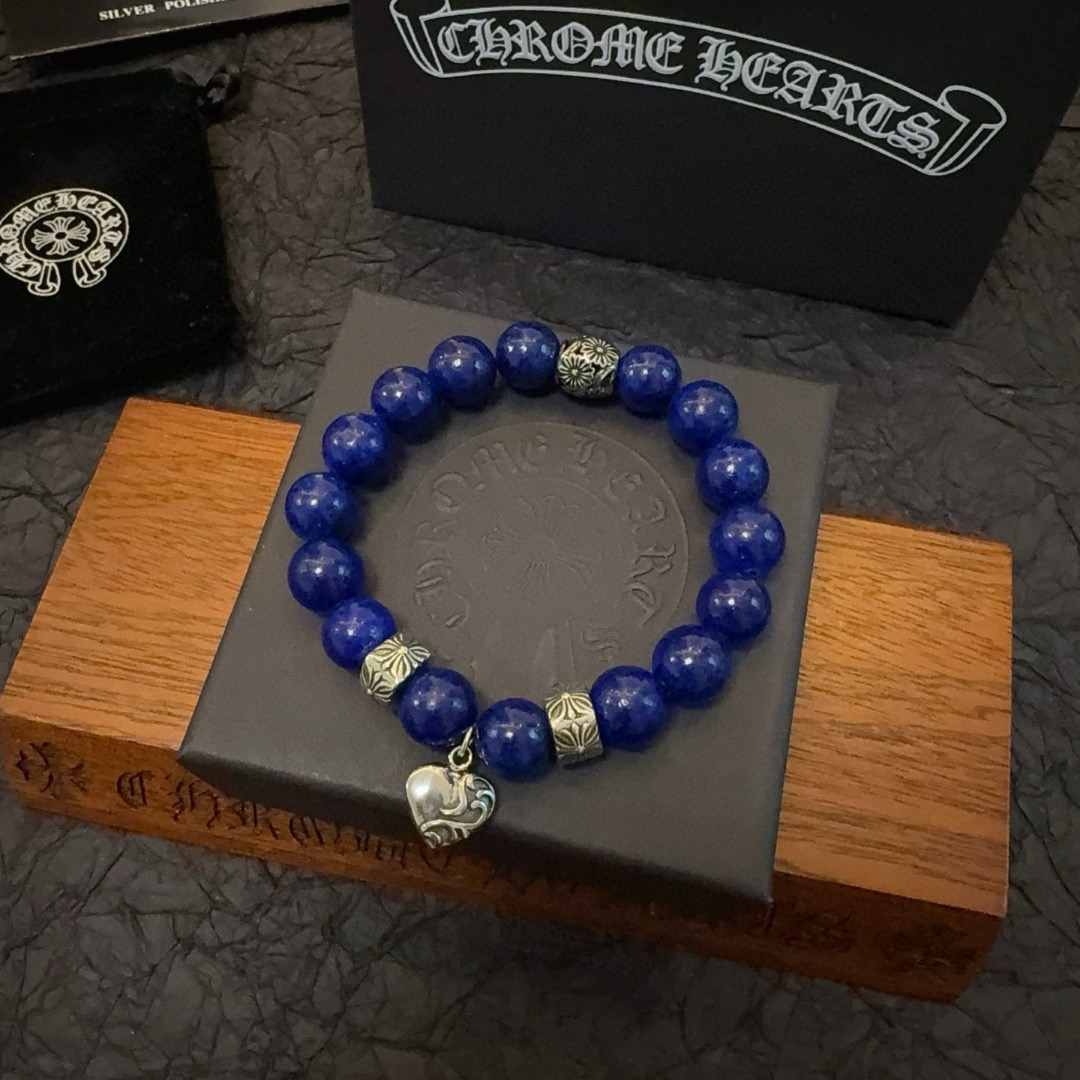  新款【专柜品质】Chrome Hearts克罗心经典复古多元素青金石手链手串，凹凸造型不同的花纹设计风