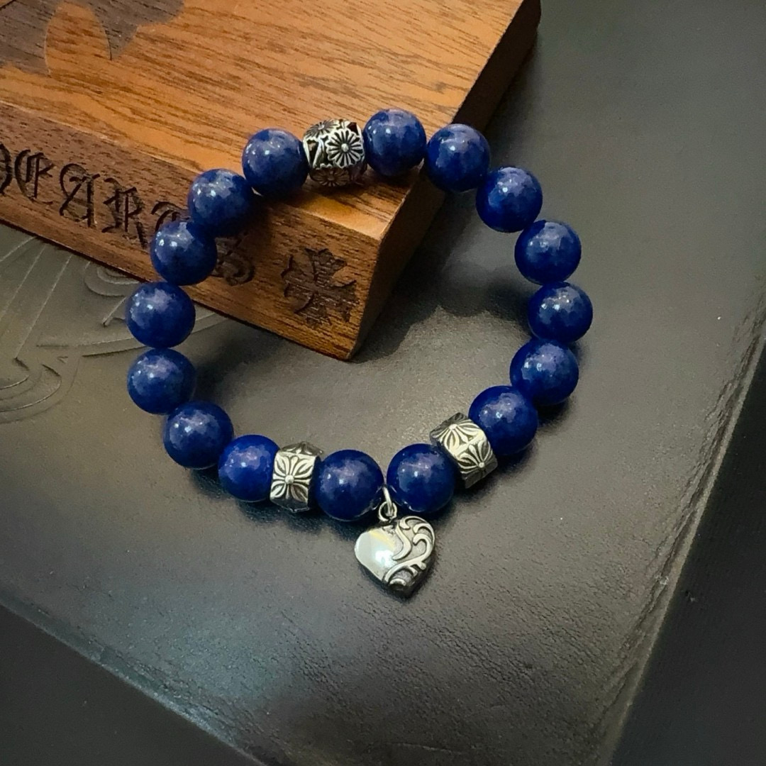  新款【专柜品质】Chrome Hearts克罗心经典复古多元素青金石手链手串，凹凸造型不同的花纹设计风