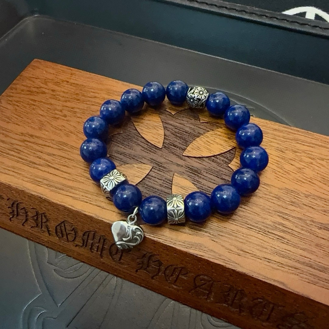  新款【专柜品质】Chrome Hearts克罗心经典复古多元素青金石手链手串，凹凸造型不同的花纹设计风