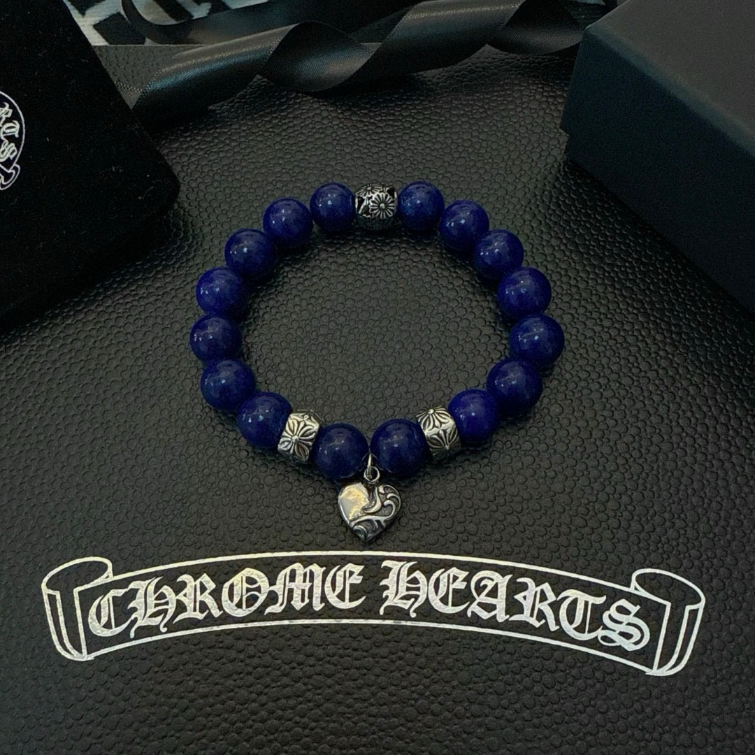  新款【专柜品质】Chrome Hearts克罗心经典复古多元素青金石手链手串，凹凸造型不同的花纹设计风