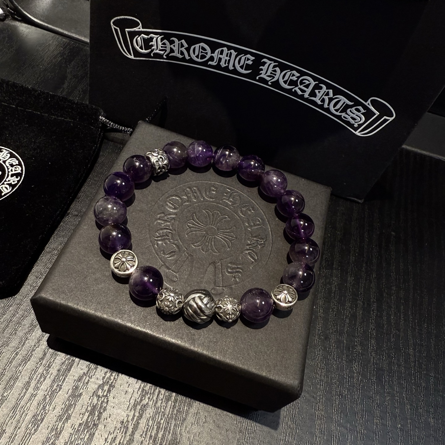  新款【专柜品质】Chrome Hearts克罗心经典复古多元素手链手串，凹凸造型不同的花纹设计风格 呈
