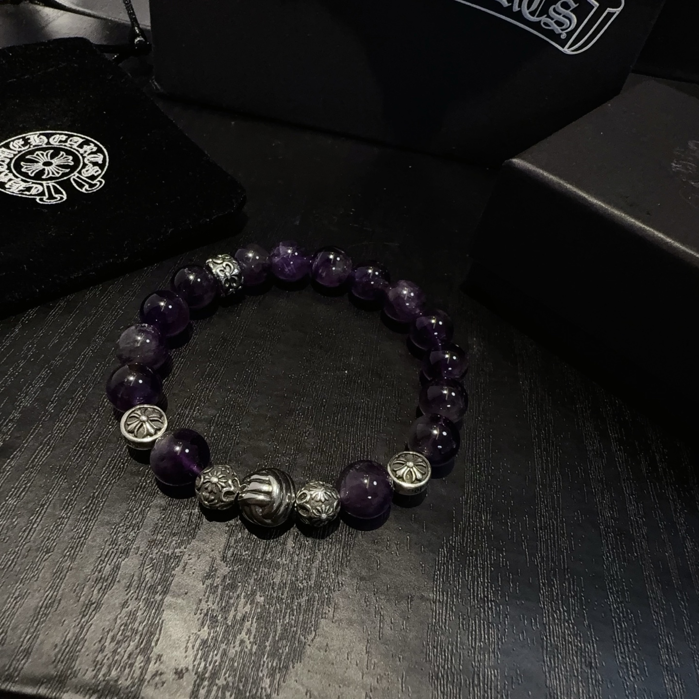  新款【专柜品质】Chrome Hearts克罗心经典复古多元素手链手串，凹凸造型不同的花纹设计风格 呈