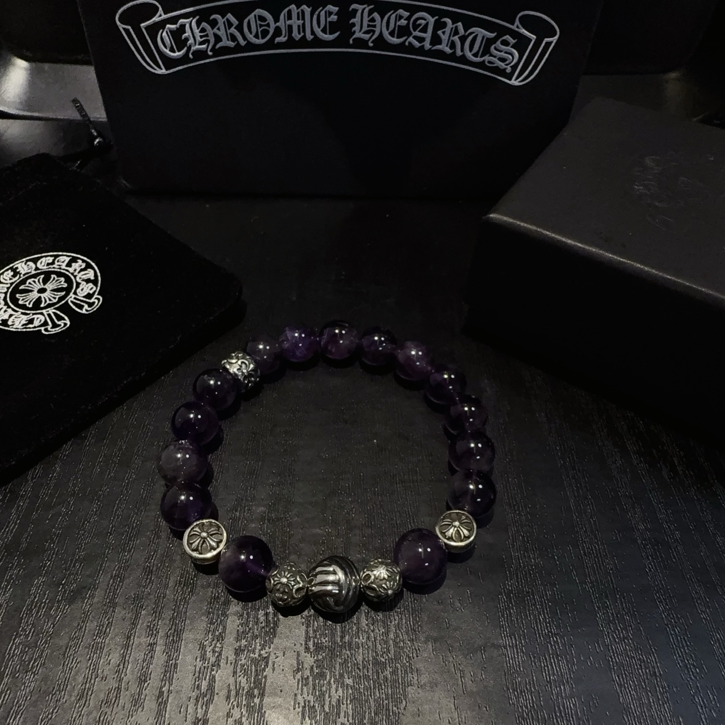  新款【专柜品质】Chrome Hearts克罗心经典复古多元素手链手串，凹凸造型不同的花纹设计风格 呈