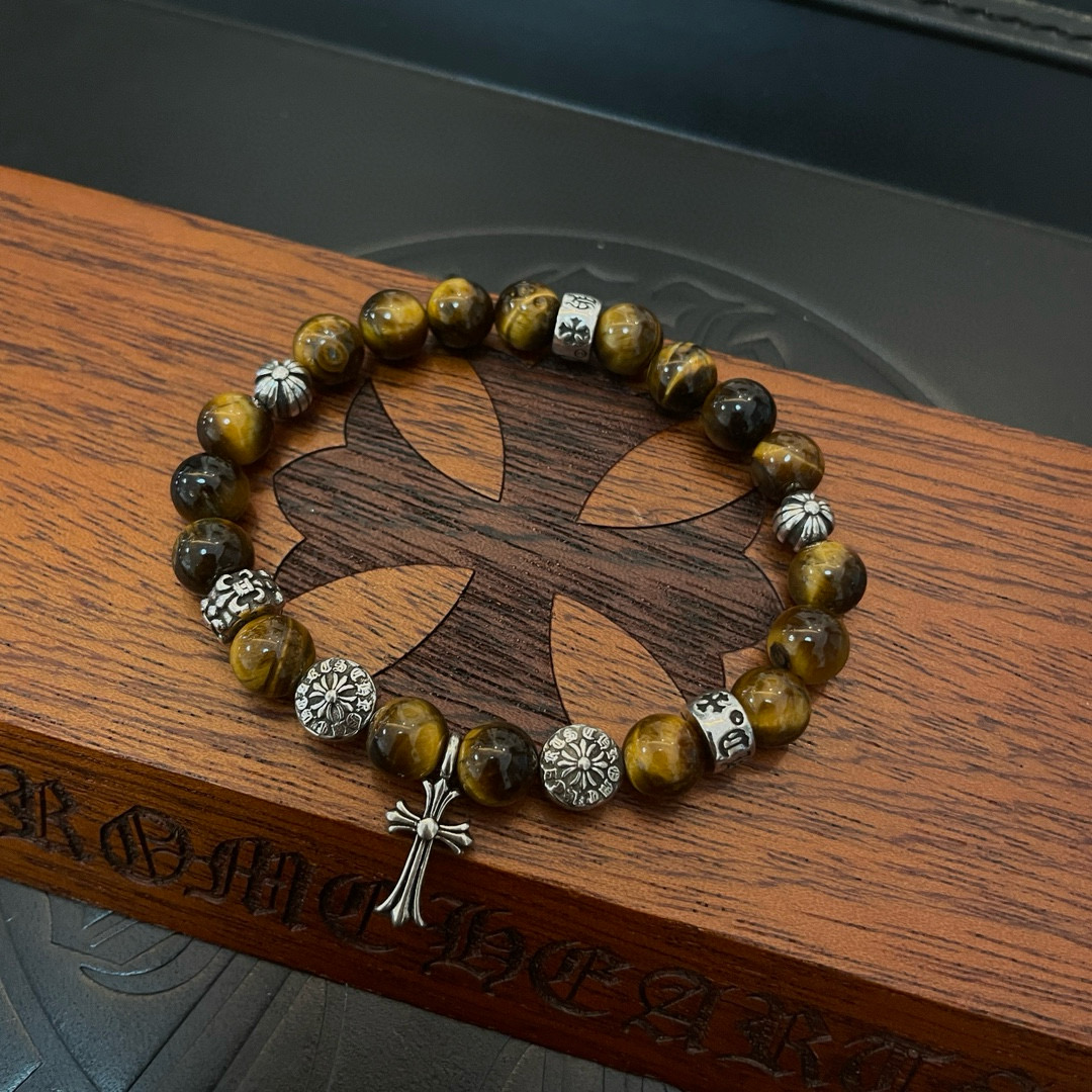 批 新款【专柜品质】Chrome Hearts克罗心 经典复古多元素虎眼石手串手链 ，快手/ins/小红
