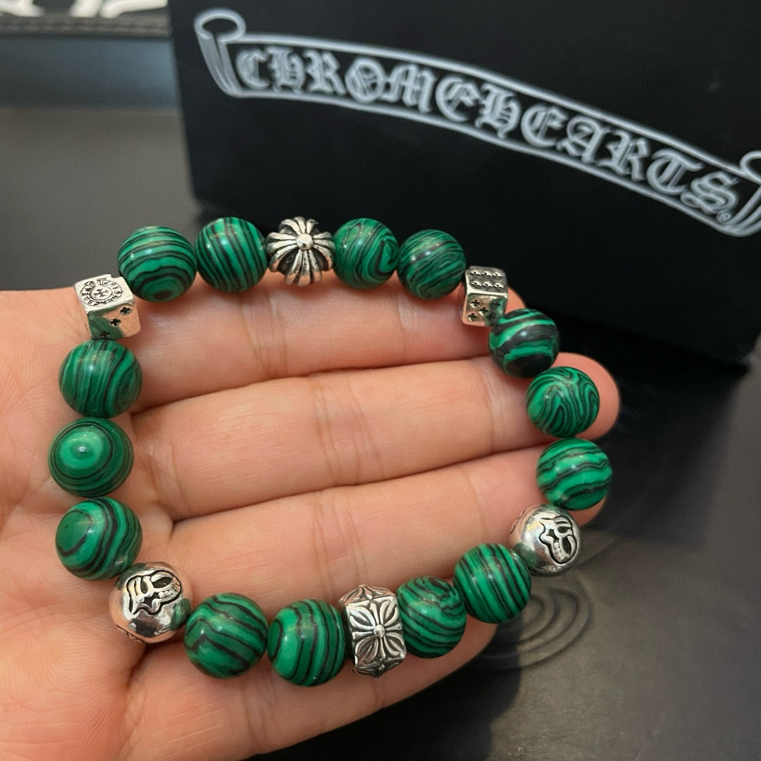  新款【专柜品质】Chrome Hearts克罗心 经典复古多元素手串手链，凹凸造型不同的花纹设计风格 