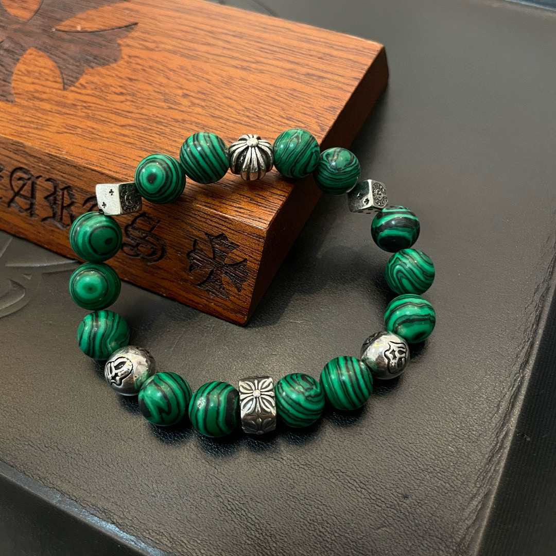 新款【专柜品质】Chrome Hearts克罗心 经典复古多元素手串手链，凹凸造型不同的花纹设计风格 