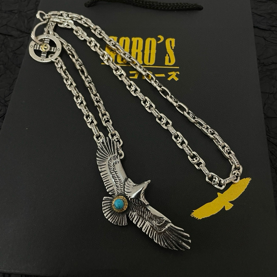 💰145【新品上架】Goro’s高桥吾郎松石老鹰吊坠,高桥经典飞鹰项链,顶级版本,认准独家拍摄,主攻高端市场 ,快手/ins/小红书热门款,绝对区别普通版本!图片产品细节与ZP一致!原版制作工艺 精工品质 纯手工打造 ~正品开模💝潮流时尚必备 男女均可佩戴 情侣款同款 摇滚朋克泰银风格 复古元素 潮流百搭 官网同款❤️