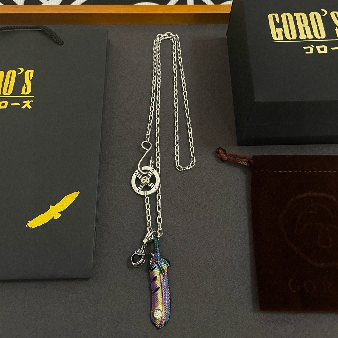 💰135  【新品上架】Goro’s高桥吾郎羽毛吊坠 经典高桥项链  顶级版本 认准独家拍摄 主攻高端市场 绝对区别普通版本！图片产品细节与ZP一致！原版制作工艺 精工品质 纯手工打造 ～正品开模💝潮流时尚必备 男女均可佩戴 情侣款同款 摇滚朋克泰银风格 复古元素 潮流百搭 官网同款