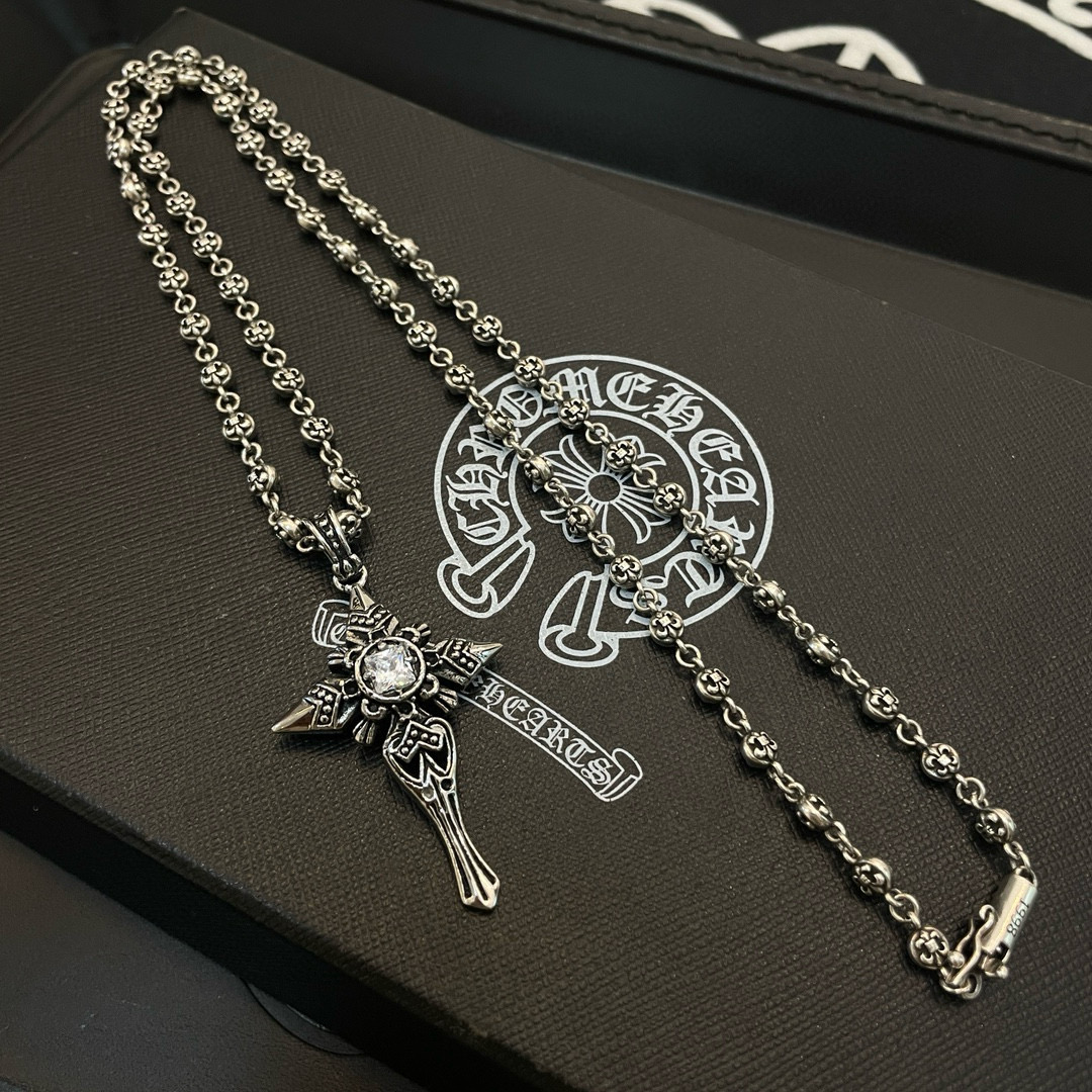  新款【专柜品质】Chrome Hearts克罗心 经典复古经典童军花球项链 十字架吊坠 凹凸造型不同的