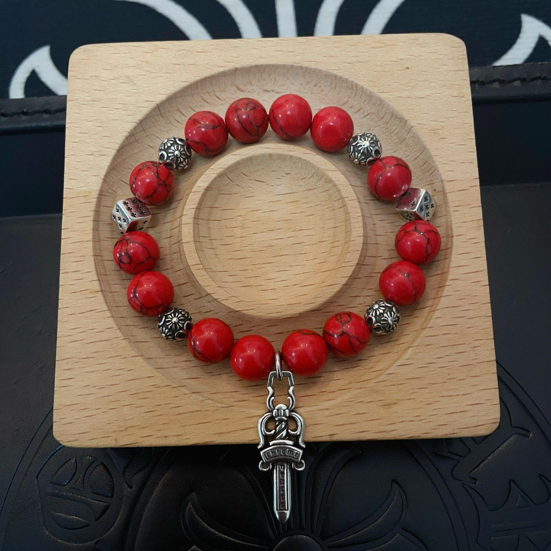 批 新款【专柜品质】Chrome Hearts克罗心 经典复古多元素红松石手串手链 ，快手/ins/小红