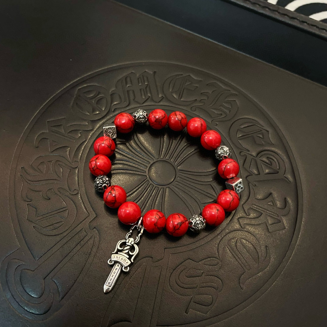批 新款【专柜品质】Chrome Hearts克罗心 经典复古多元素红松石手串手链 ，快手/ins/小红