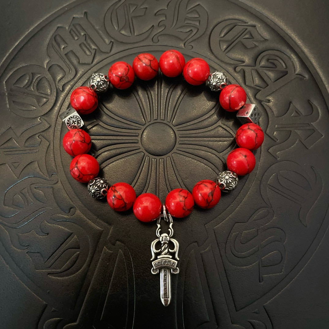 批 新款【专柜品质】Chrome Hearts克罗心 经典复古多元素红松石手串手链 ，快手/ins/小红