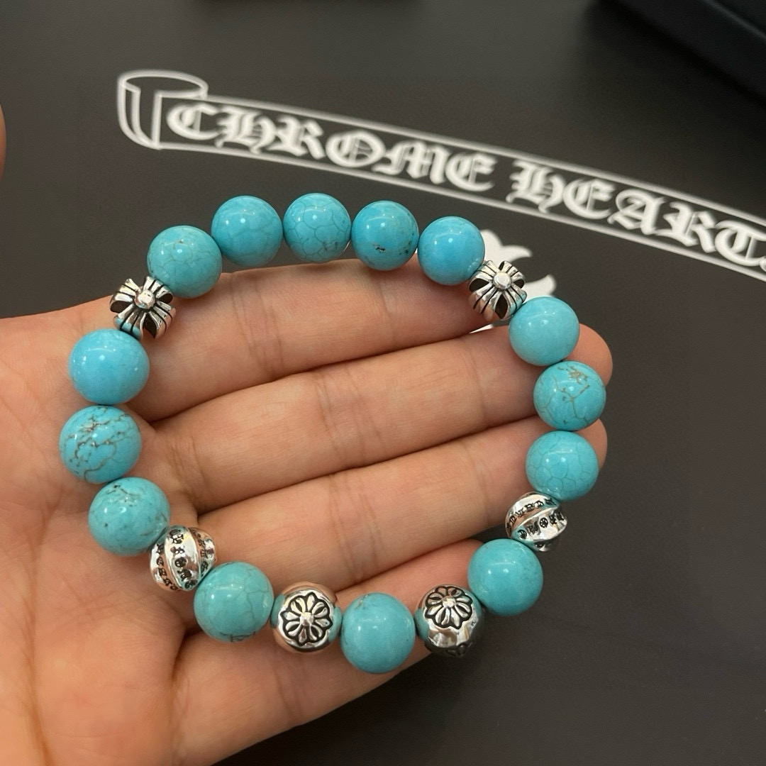  新款【专柜品质】Chrome Hearts克罗心 经典复古多元素松石手串手链 ，快手/ins/小红书热
