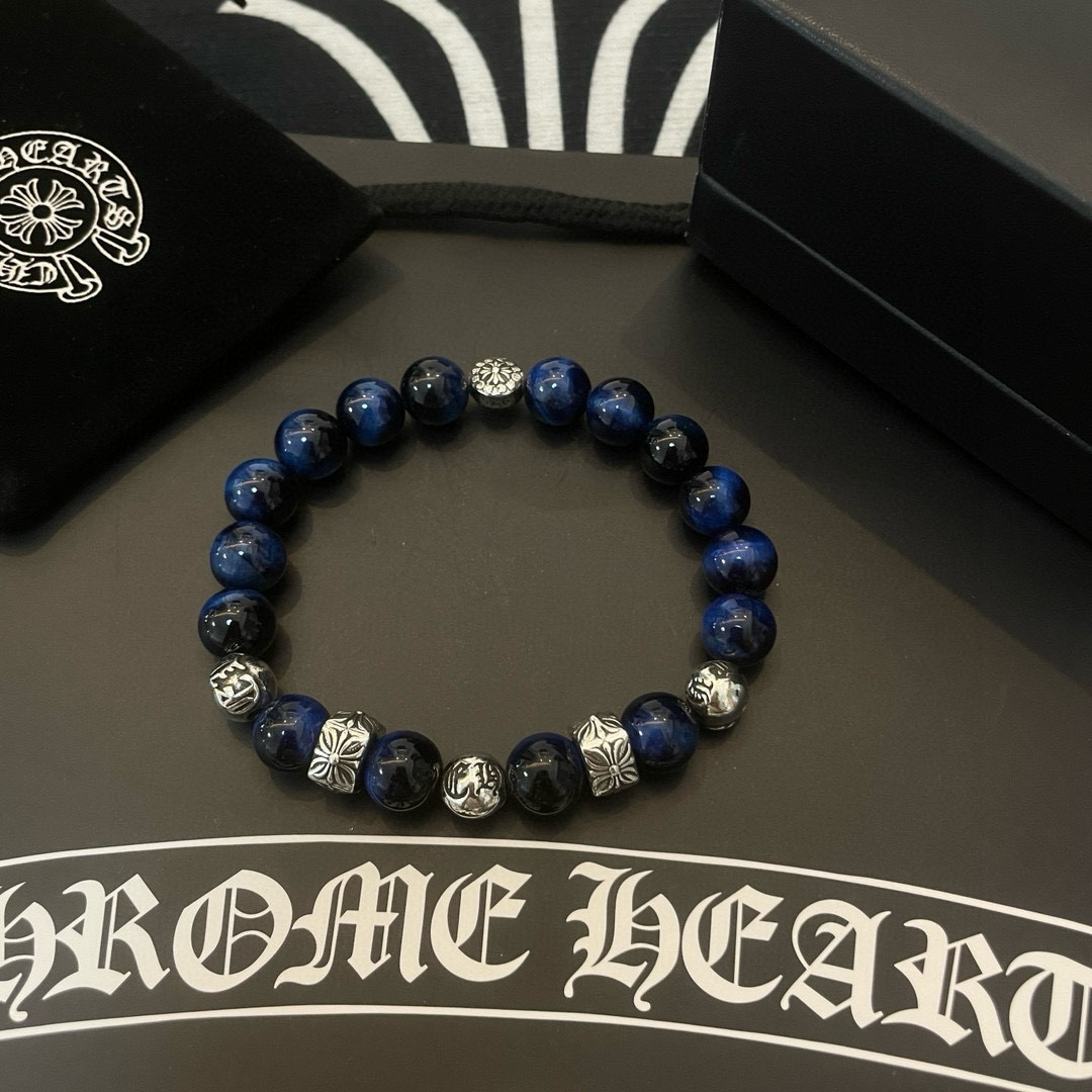  新款【专柜品质】Chrome Hearts克罗心 经典复古多元素青金石手串手链 ，快手/ins/小红书