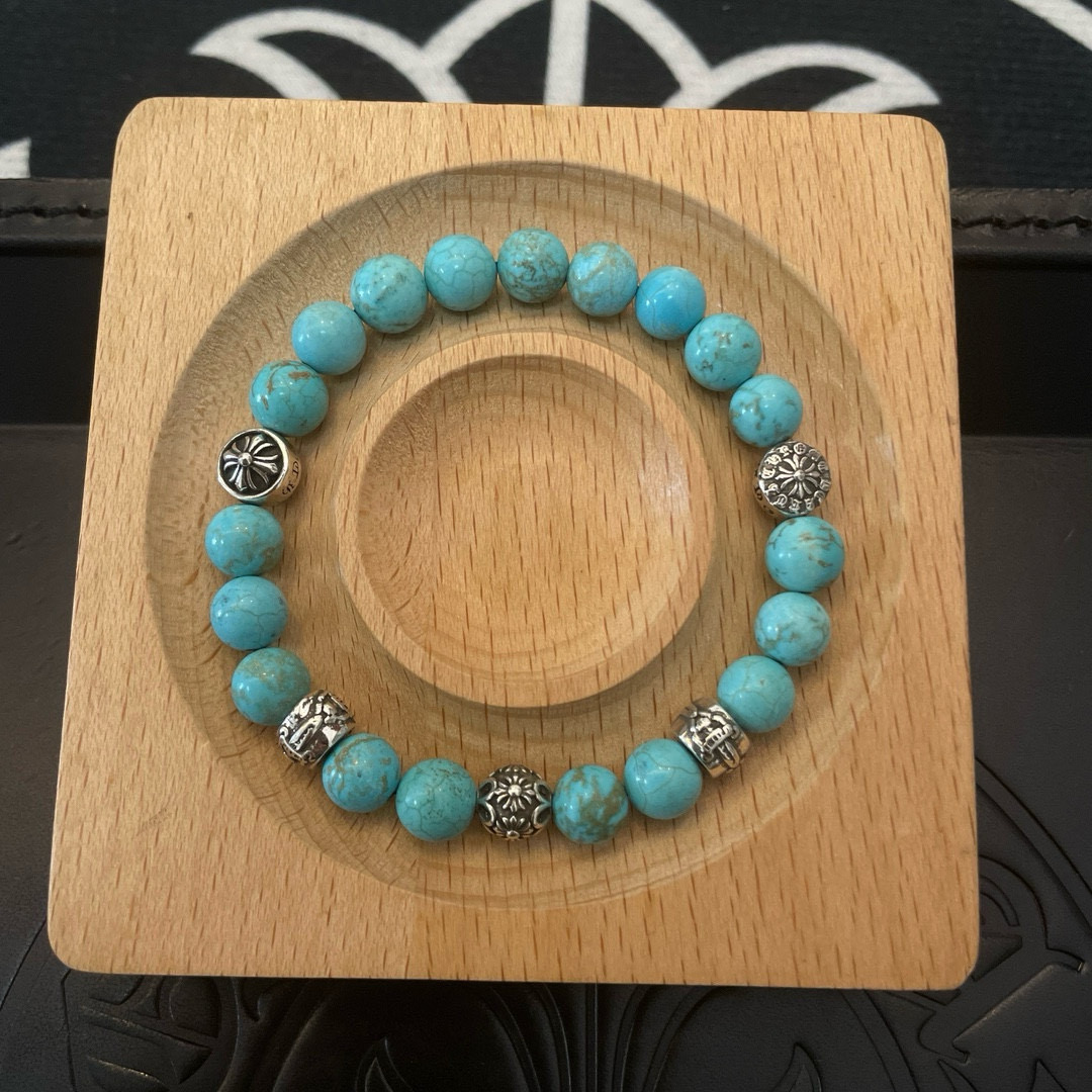  新款【专柜品质】Chrome Hearts克罗心 经典复古多元素蓝松石手串手链 ，快手/ins/小红书