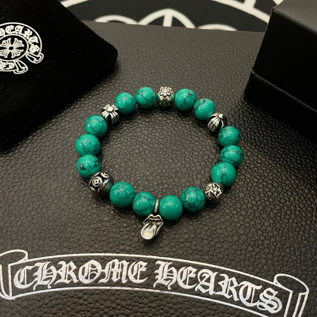  新款【专柜品质】Chrome Hearts克罗心 经典复古多元素手链 手串，凹凸造型不同的花纹设计风格