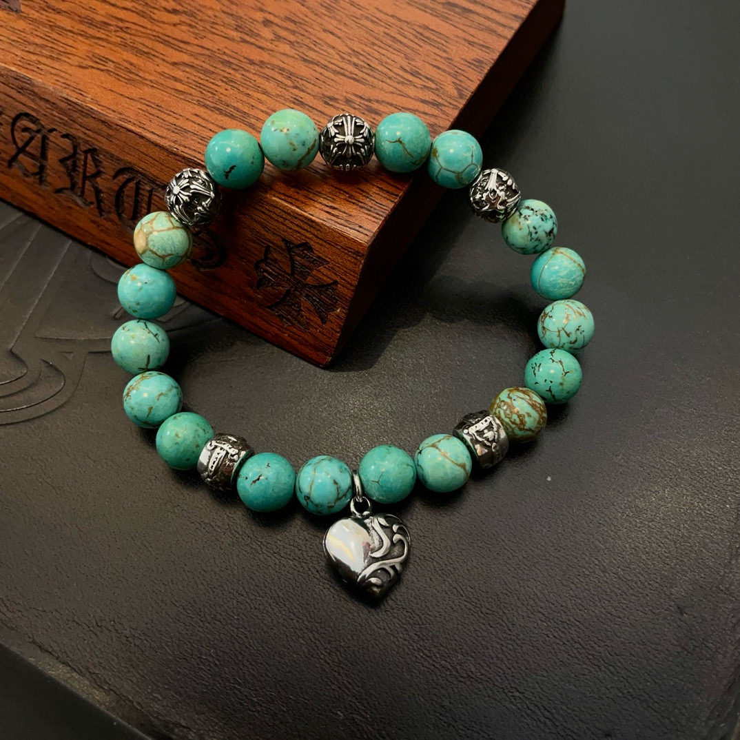  新款【专柜品质】Chrome Hearts克罗心 经典复古多元素松石手串手链 ，快手/ins/小红书热