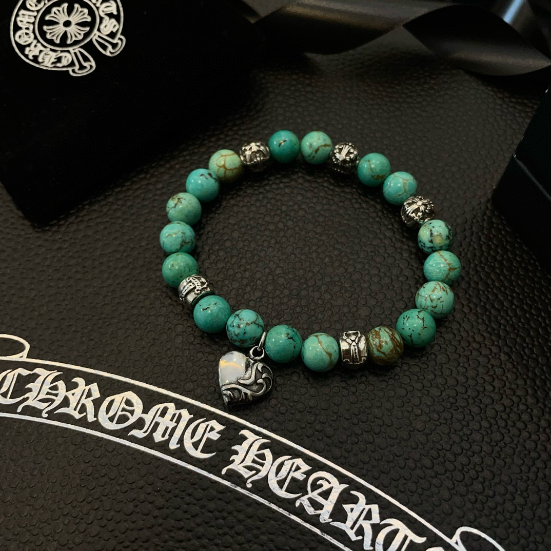  新款【专柜品质】Chrome Hearts克罗心 经典复古多元素松石手串手链 ，快手/ins/小红书热