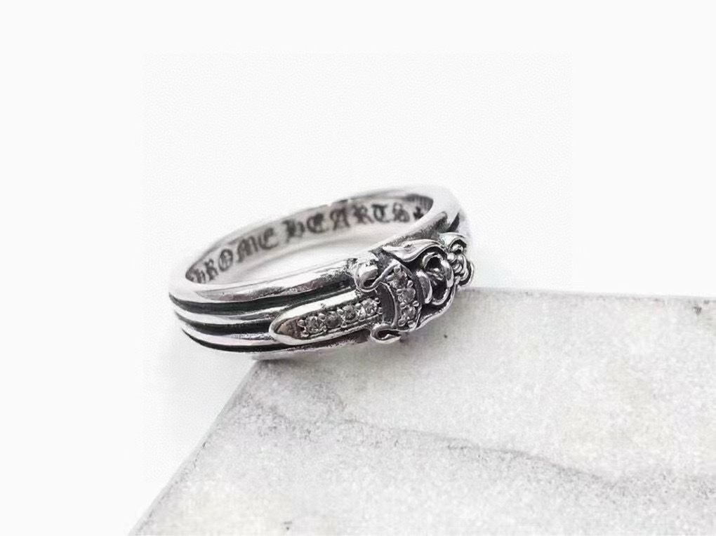  精工版本 chromehearts 克罗心宝剑戒指❤ 古银工艺 正品开模 男女指环 情侣对戒，朋克戒指