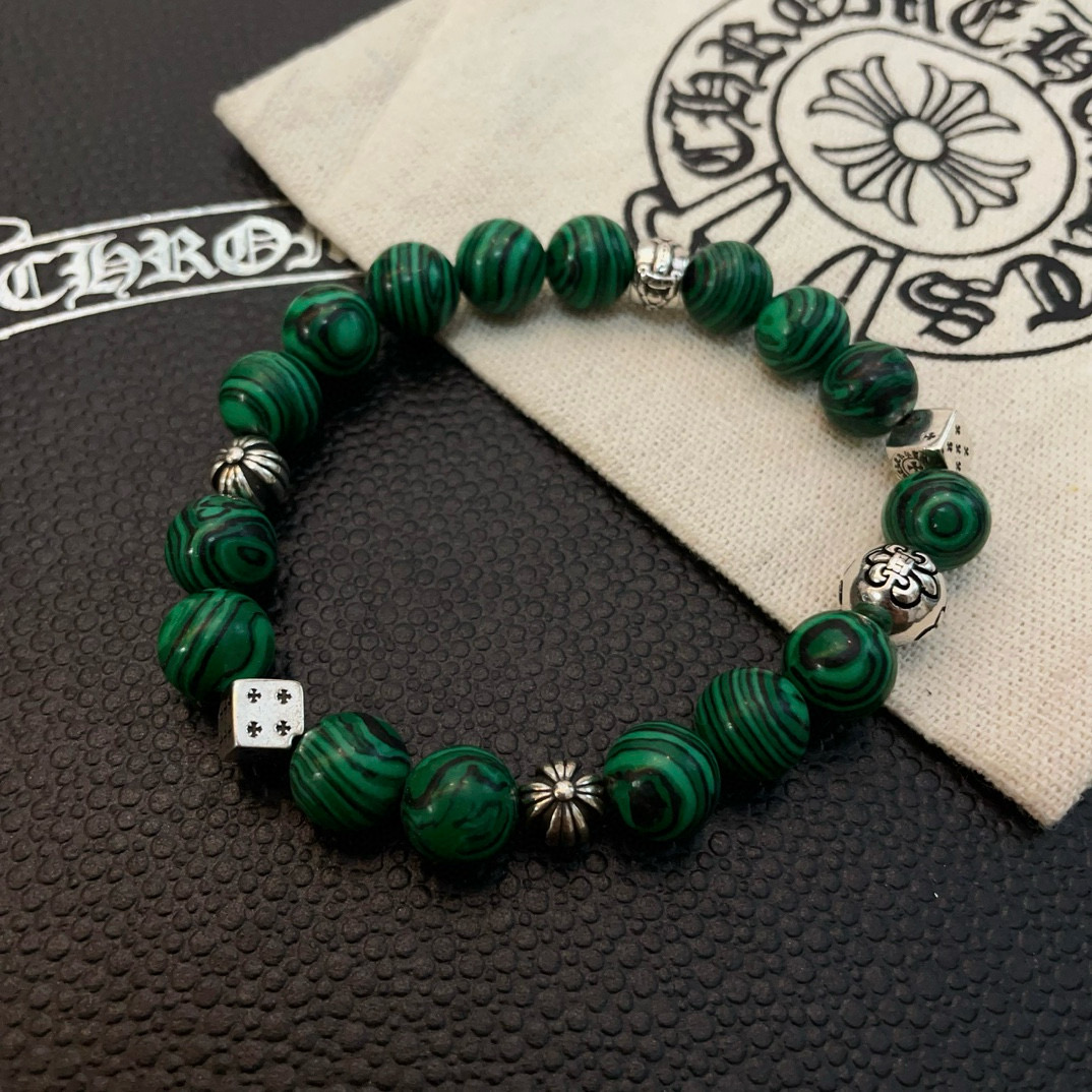  新款【专柜品质】Chrome Hearts克罗心 经典复古多元素孔雀石手串手链 ，快手/ins/小红书
