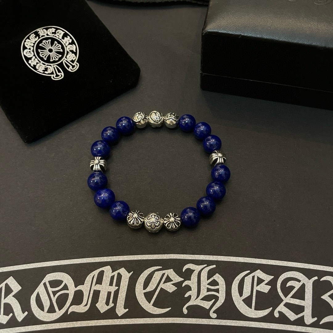  新款【专柜品质】Chrome Hearts克罗心 经典复古青金石多元素手链 凹凸造型不同的花纹设计风格