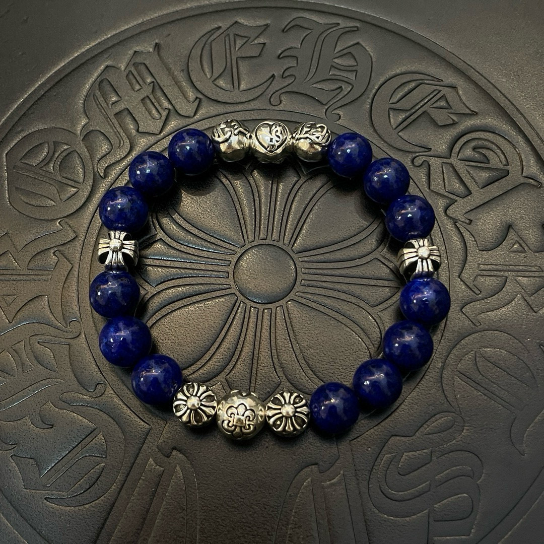  新款【专柜品质】Chrome Hearts克罗心 经典复古青金石多元素手链 凹凸造型不同的花纹设计风格