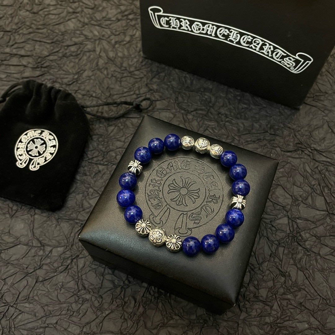  新款【专柜品质】Chrome Hearts克罗心 经典复古青金石多元素手链 凹凸造型不同的花纹设计风格