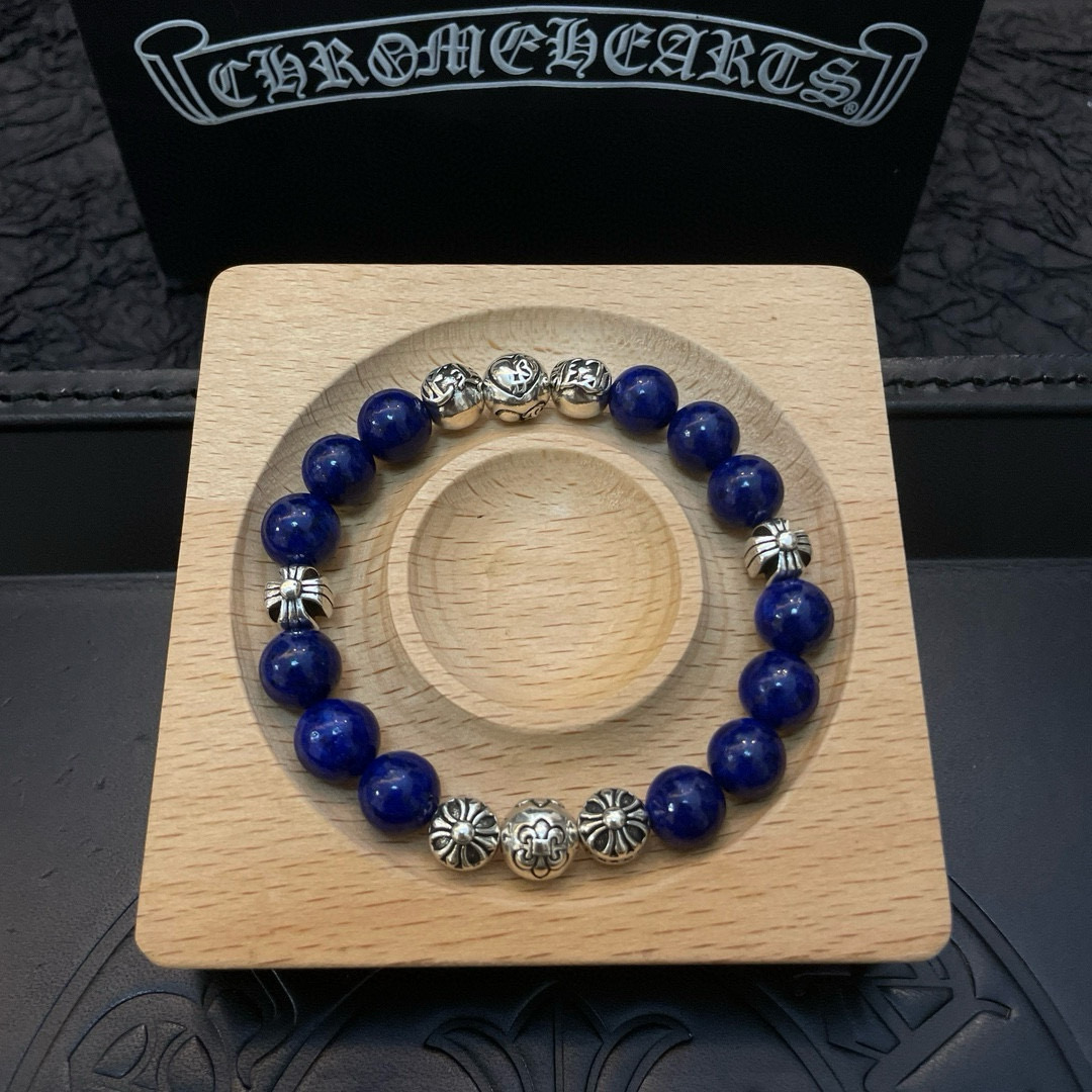 新款【专柜品质】Chrome Hearts克罗心 经典复古青金石多元素手链 凹凸造型不同的花纹设计风格