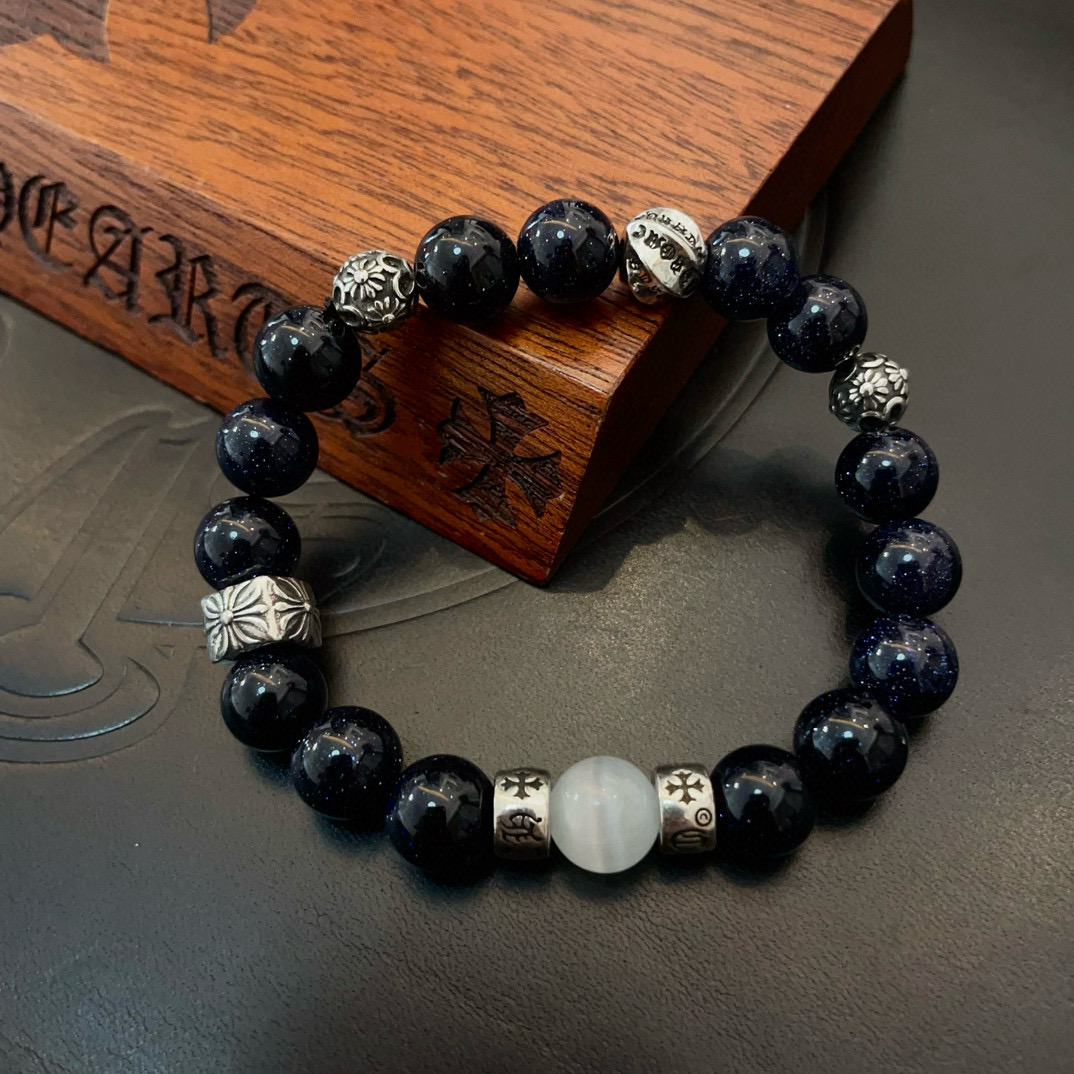  新款【专柜品质】Chrome Hearts克罗心 经典复古多元素手链手串，凹凸造型不同的花纹设计风格 