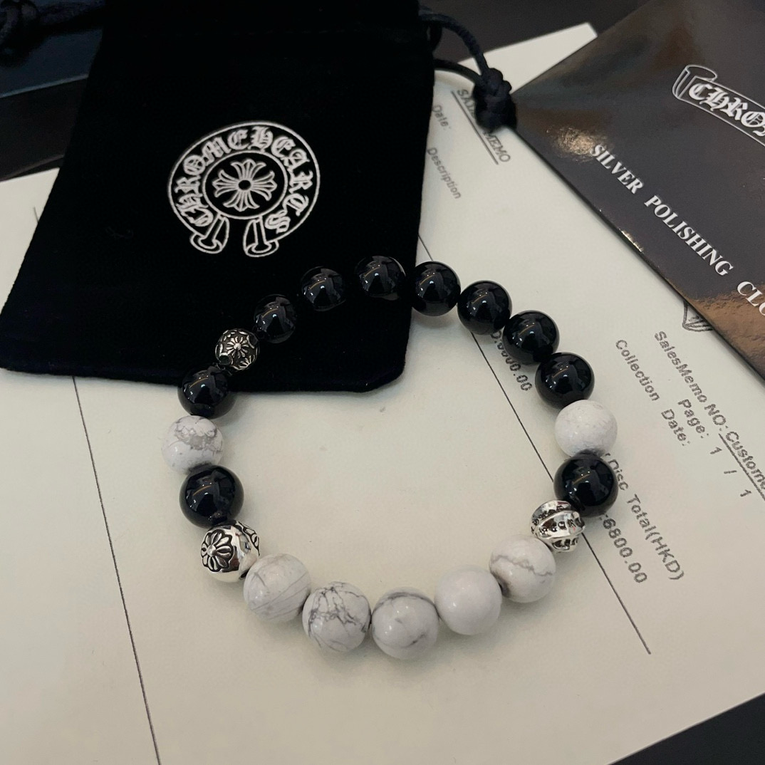  新款【专柜品质】Chrome Hearts克罗心 经典复古多元素手链手串，凹凸造型不同的花纹设计风格 