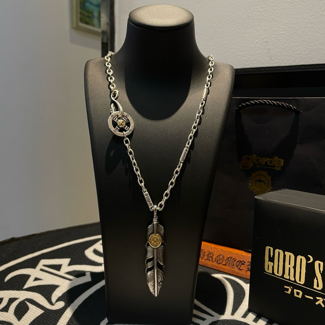 批    【新品上架】Goro’s高桥吾郎点金羽毛吊坠，高桥吾郎竹节项链，顶级版本，认准独家拍摄，主攻高