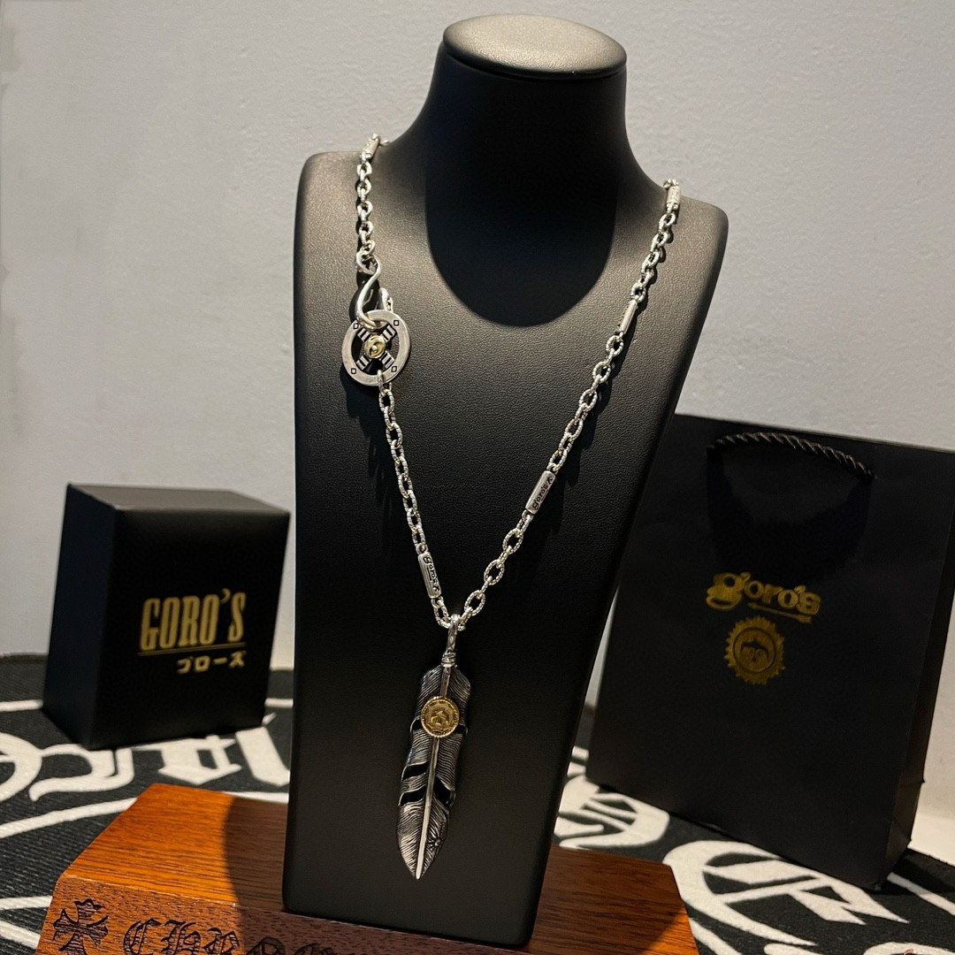批    【新品上架】Goro’s高桥吾郎点金羽毛吊坠，高桥吾郎竹节项链，顶级版本，认准独家拍摄，主攻高