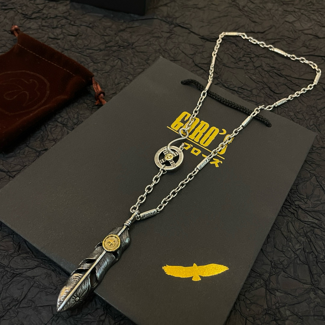 批    【新品上架】Goro’s高桥吾郎点金羽毛吊坠，高桥吾郎竹节项链，顶级版本，认准独家拍摄，主攻高