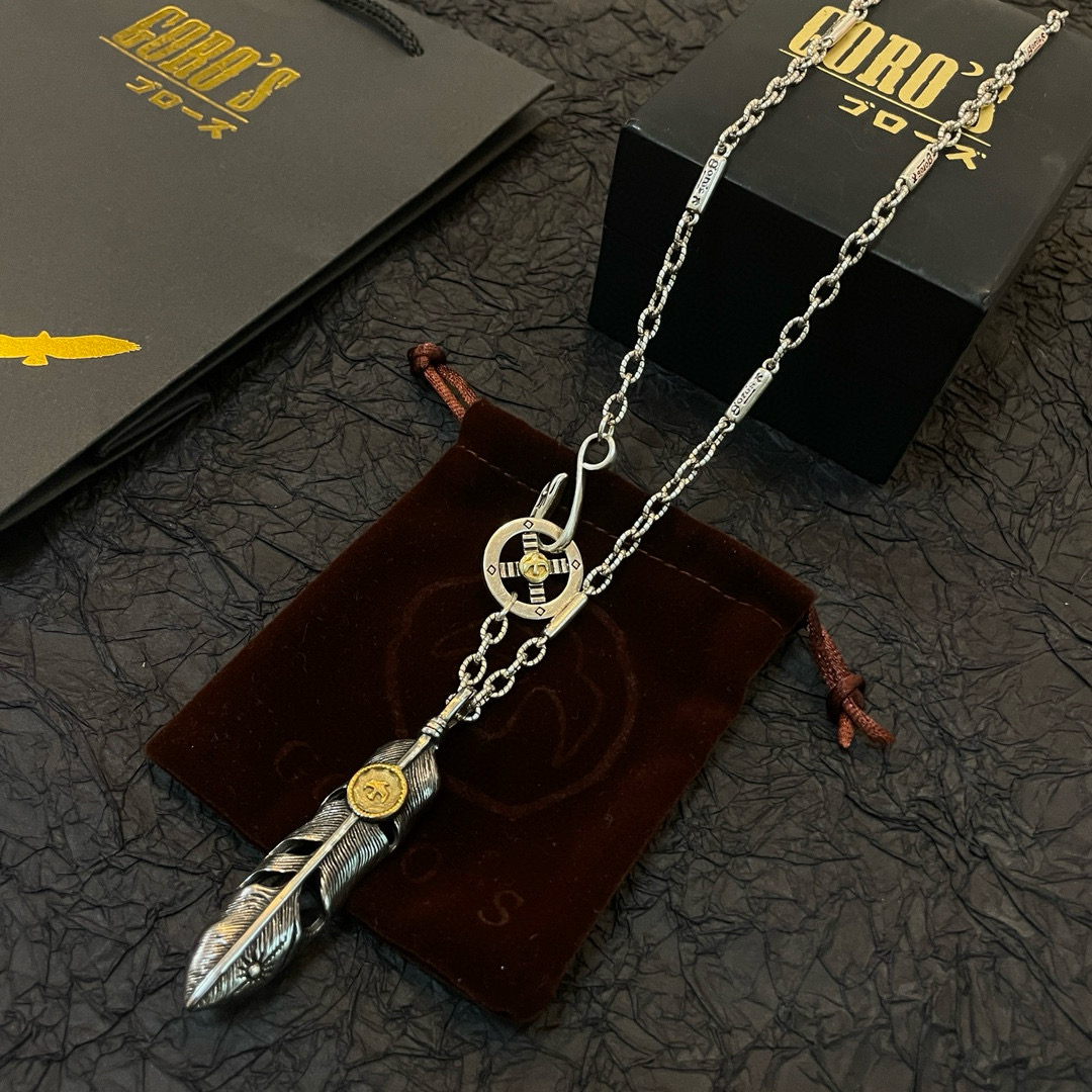 批    【新品上架】Goro’s高桥吾郎点金羽毛吊坠，高桥吾郎竹节项链，顶级版本，认准独家拍摄，主攻高