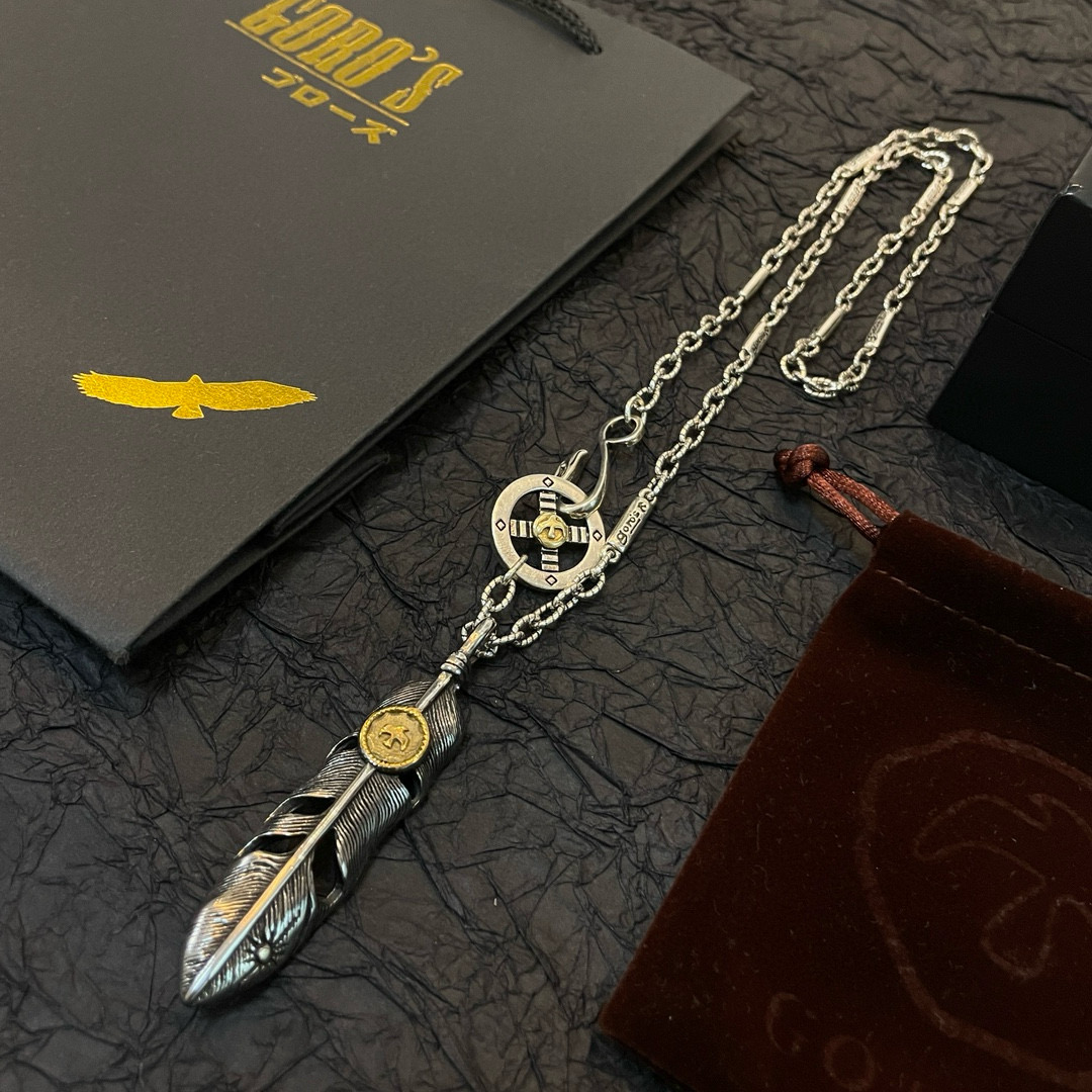 批    【新品上架】Goro’s高桥吾郎点金羽毛吊坠，高桥吾郎竹节项链，顶级版本，认准独家拍摄，主攻高