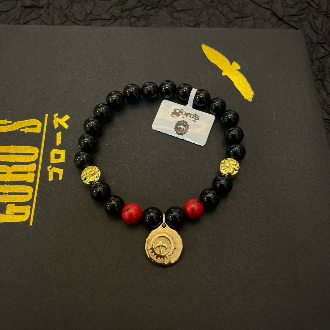 【新品上架】Goro’s高桥吾郎黑玛瑙小金牌手串手链，顶级版本 认准独家拍摄 主攻高端市场 绝对区别普通