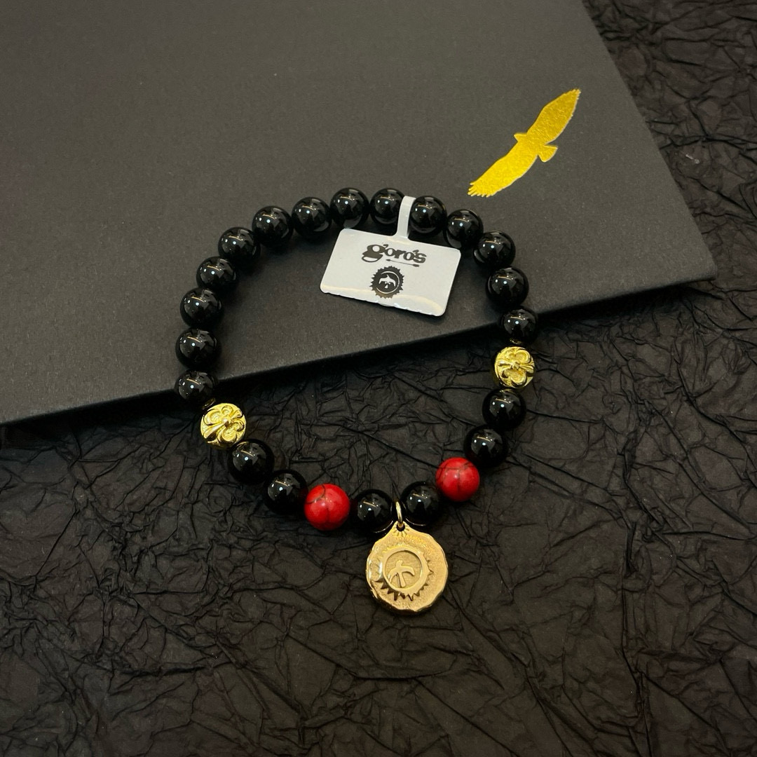 【新品上架】Goro’s高桥吾郎黑玛瑙小金牌手串手链，顶级版本 认准独家拍摄 主攻高端市场 绝对区别普通