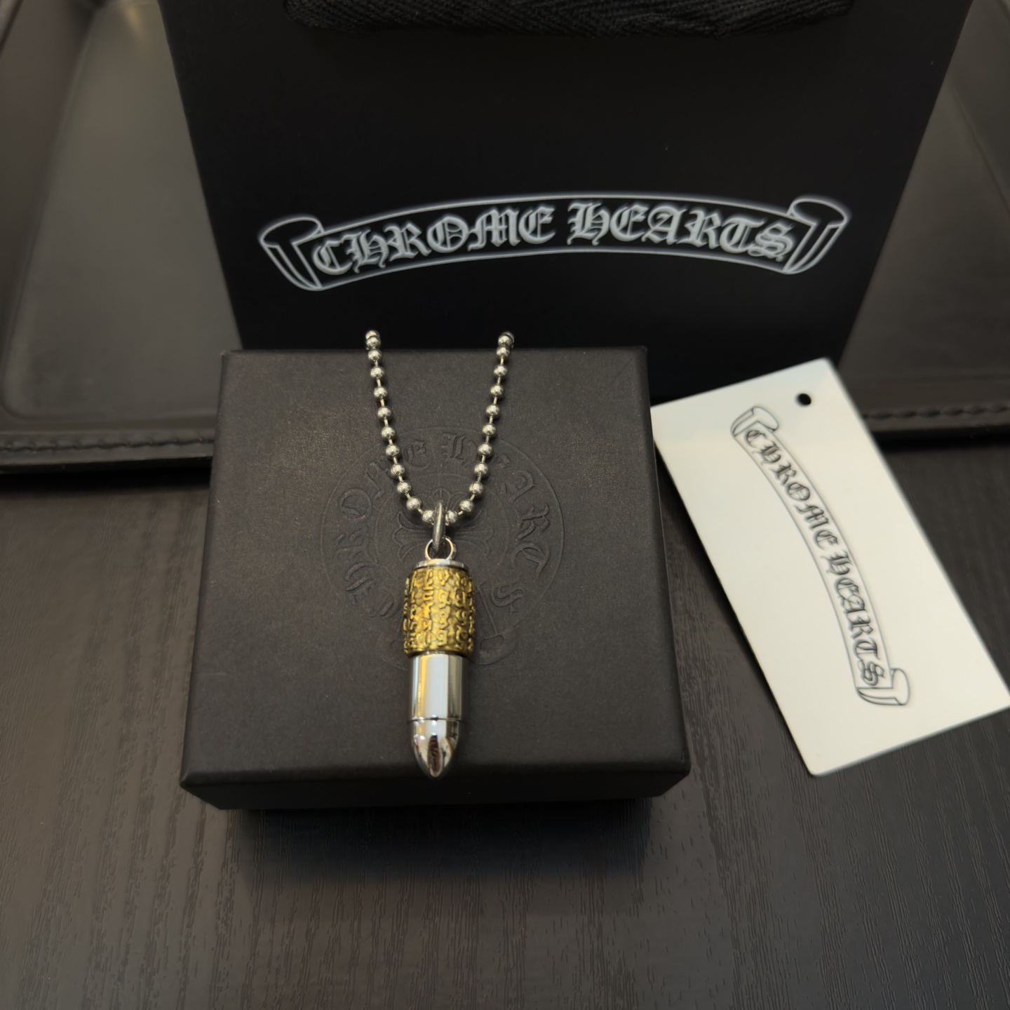 新款【专柜品质】Chrome Hearts克罗心圆珠项链 子弹吊坠 凹凸造型不同的花纹设计风格呈现出与众