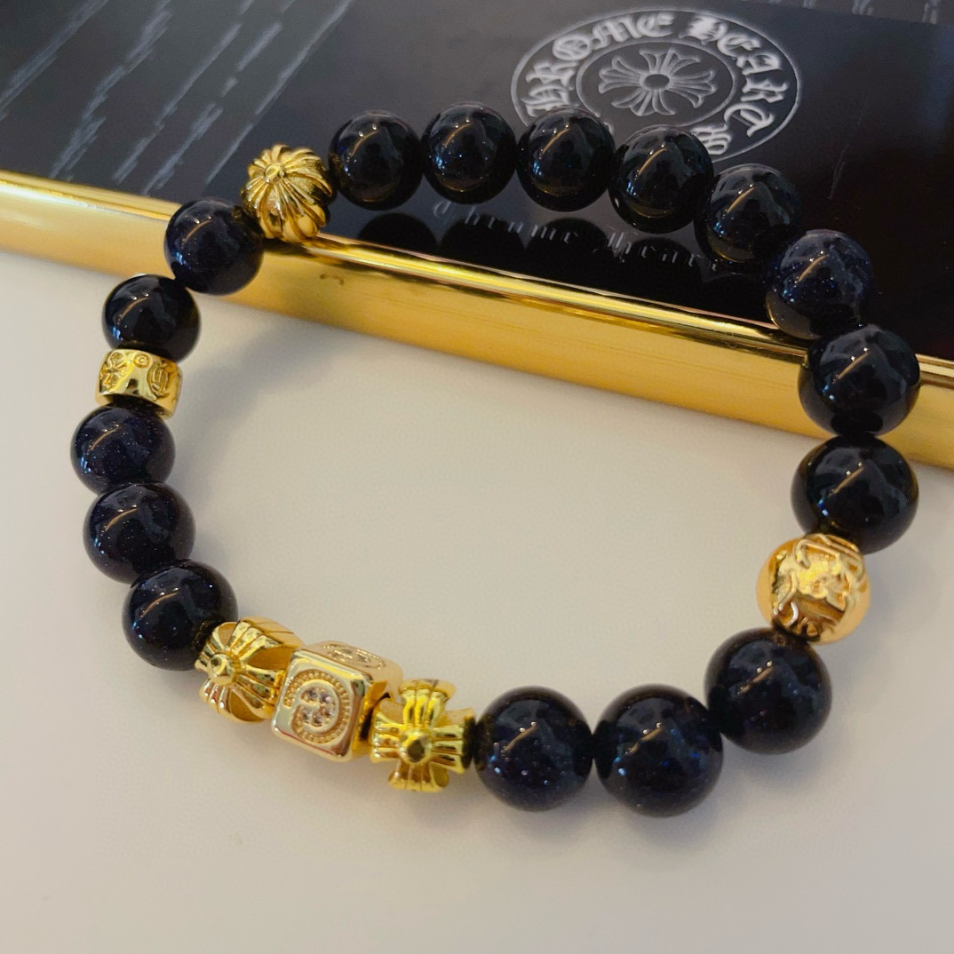 新款【专柜品质】Chrome Hearts克罗心 经典复古多元素手链手串，凹凸造型不同的花纹设计风格 呈